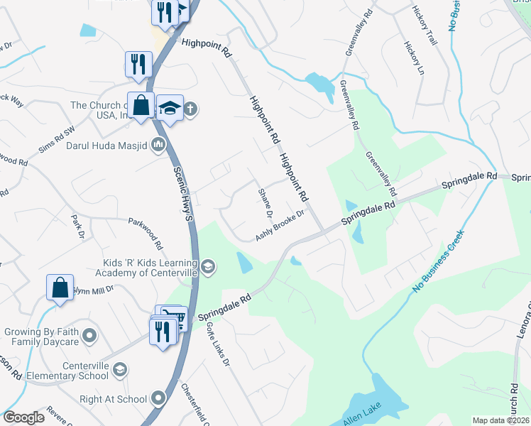 map of restaurants, bars, coffee shops, grocery stores, and more near 2925 Shane Drive in Snellville