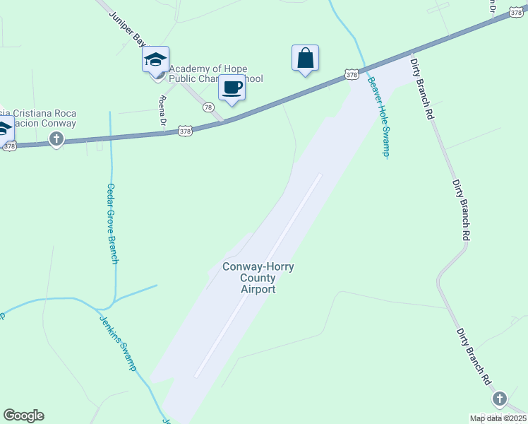 map of restaurants, bars, coffee shops, grocery stores, and more near 1901 Airport Road in Conway