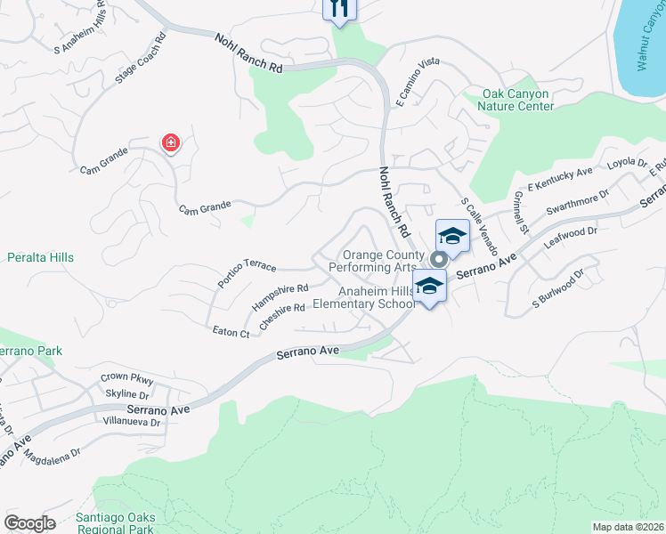 map of restaurants, bars, coffee shops, grocery stores, and more near 2508 North Avalon Avenue in Orange