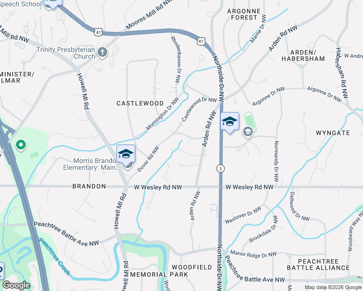map of restaurants, bars, coffee shops, grocery stores, and more near 770 Arden Close Northwest in Atlanta