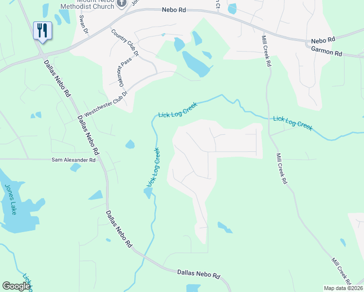 map of restaurants, bars, coffee shops, grocery stores, and more near 190 Glenn Eagles View in Hiram