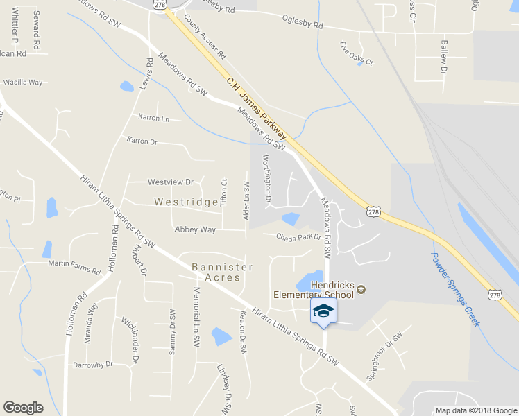 map of restaurants, bars, coffee shops, grocery stores, and more near 3315 Worthington Court in Powder Springs
