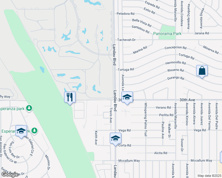 map of restaurants, bars, coffee shops, grocery stores, and more near 29899 East Trancas Drive in Cathedral City