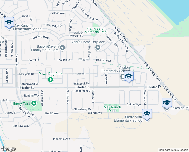 map of restaurants, bars, coffee shops, grocery stores, and more near 1608 Queen Palm Court in Perris