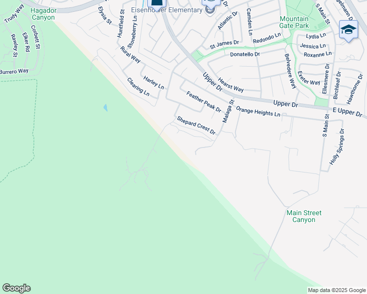 map of restaurants, bars, coffee shops, grocery stores, and more near 3933 Malaga Street in Corona