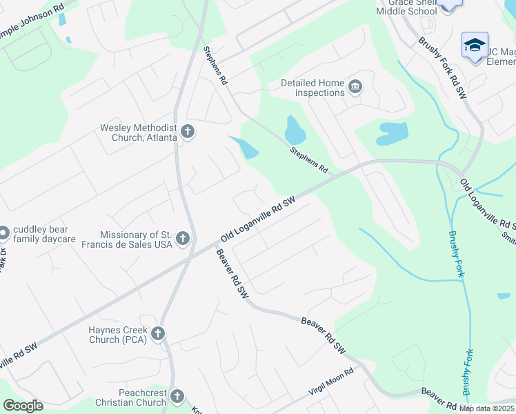 map of restaurants, bars, coffee shops, grocery stores, and more near 3880 Spring Manor Court in Loganville