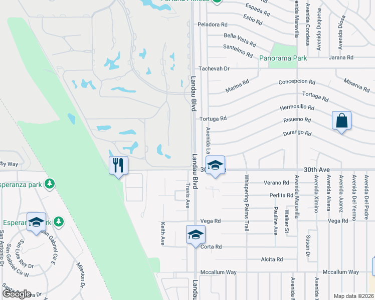 map of restaurants, bars, coffee shops, grocery stores, and more near 29887 East Trancas Drive in Cathedral City