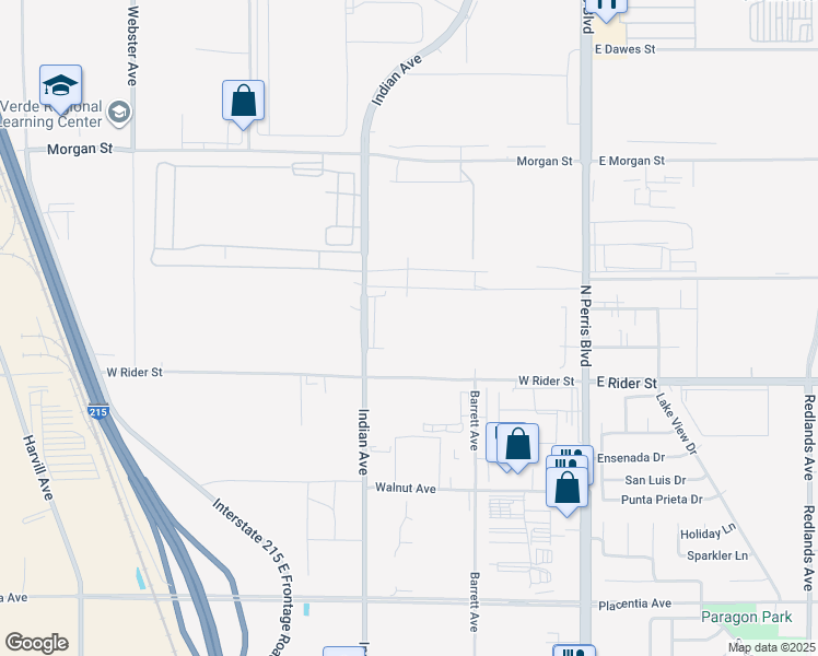 map of restaurants, bars, coffee shops, grocery stores, and more near 3300 Indian Avenue in Perris