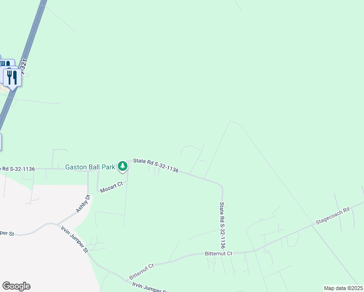 map of restaurants, bars, coffee shops, grocery stores, and more near 218 Paula Court in Gaston