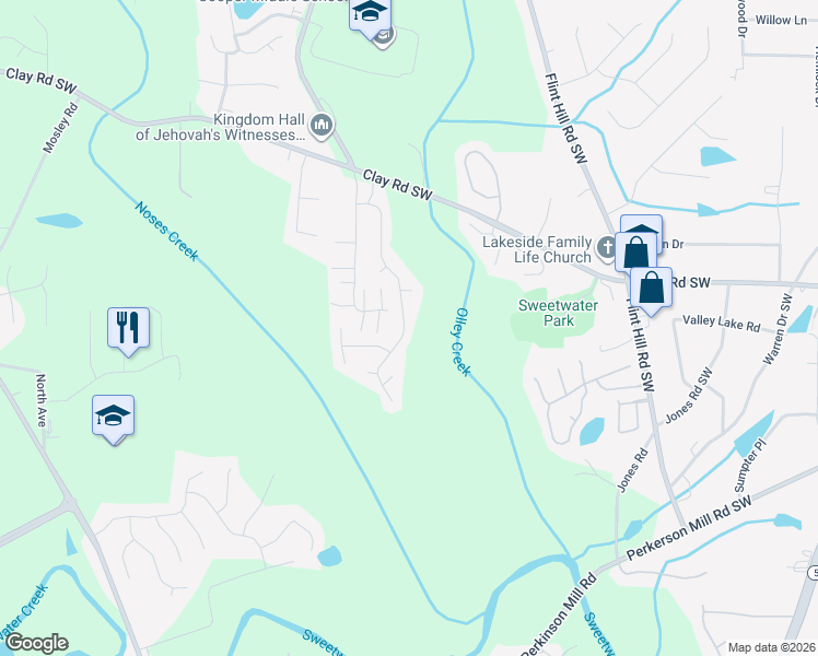 map of restaurants, bars, coffee shops, grocery stores, and more near 4794 Nature Trail in Austell