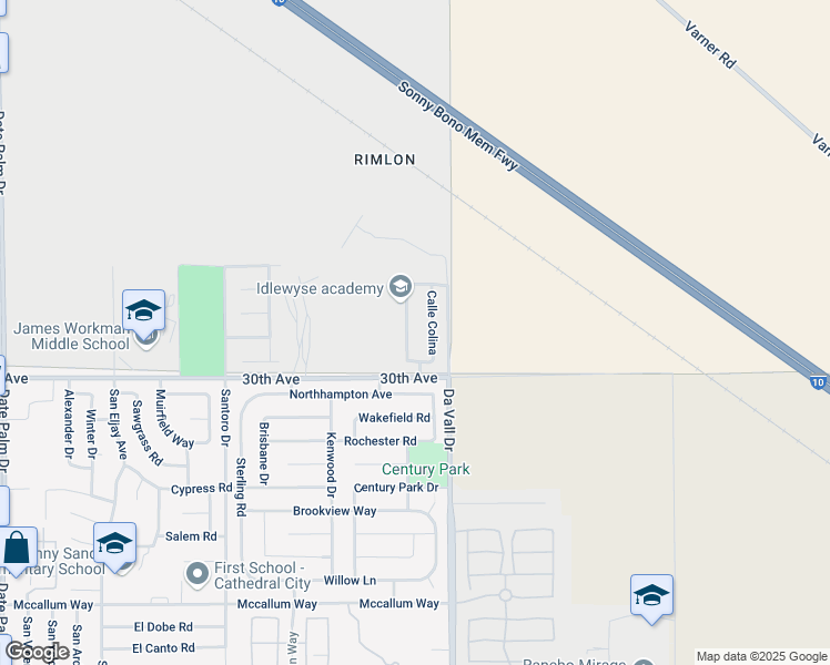 map of restaurants, bars, coffee shops, grocery stores, and more near 29720 Calle Tampico in Cathedral City