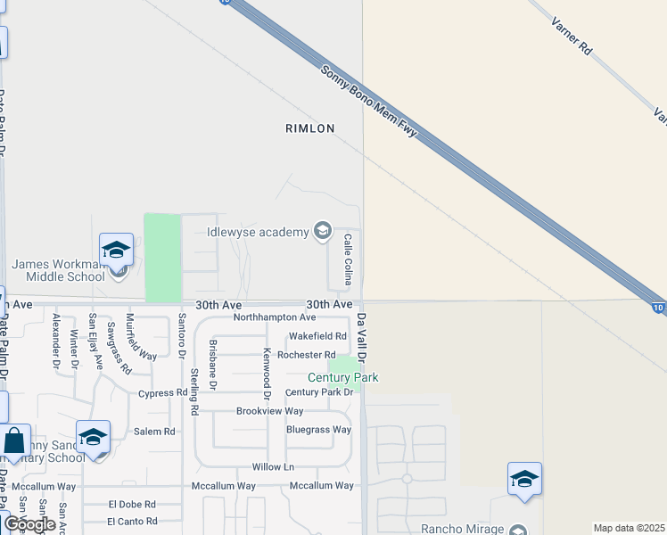 map of restaurants, bars, coffee shops, grocery stores, and more near 29788 Calle Tampico in Cathedral City