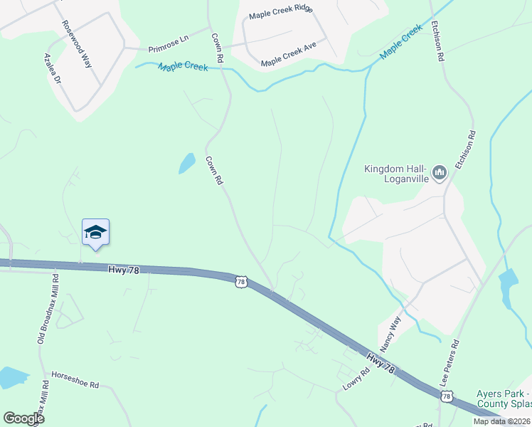 map of restaurants, bars, coffee shops, grocery stores, and more near 1065 Windridge Drive in Loganville