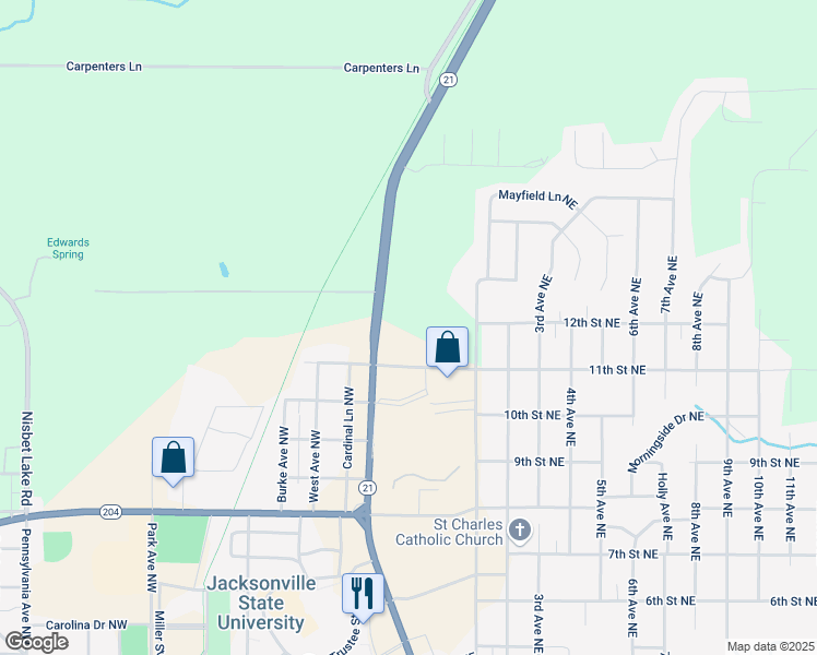 map of restaurants, bars, coffee shops, grocery stores, and more near 1203 Pelham Road North in Jacksonville