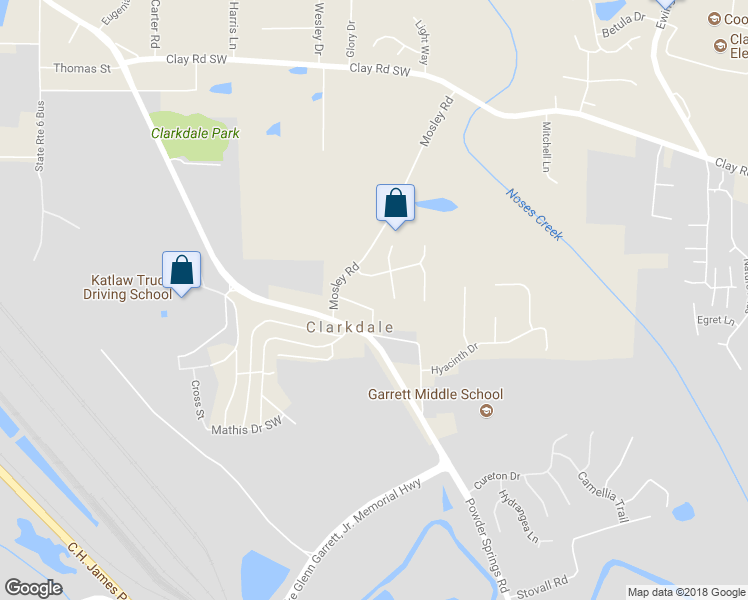 map of restaurants, bars, coffee shops, grocery stores, and more near 3246 Westview Street in Austell