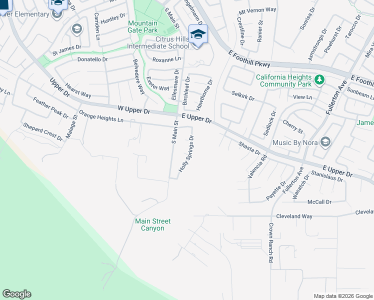 map of restaurants, bars, coffee shops, grocery stores, and more near 3779 Holly Springs Drive in Corona