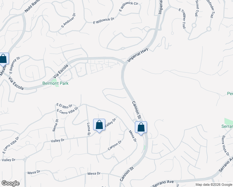map of restaurants, bars, coffee shops, grocery stores, and more near 5322 East Gabrielle Lane in Orange