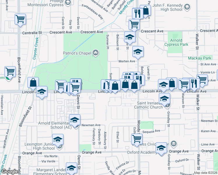 map of restaurants, bars, coffee shops, grocery stores, and more near 8921 Sumner Place in Cypress