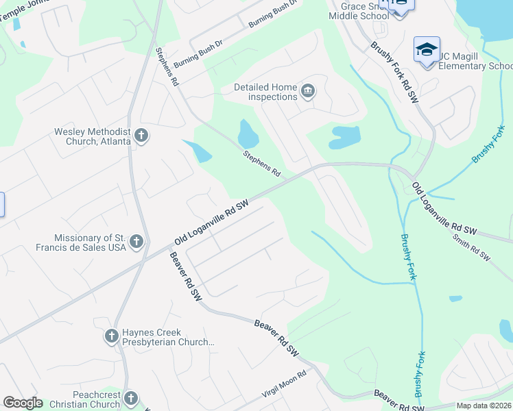 map of restaurants, bars, coffee shops, grocery stores, and more near 3745 Butler Springs Drive in Loganville