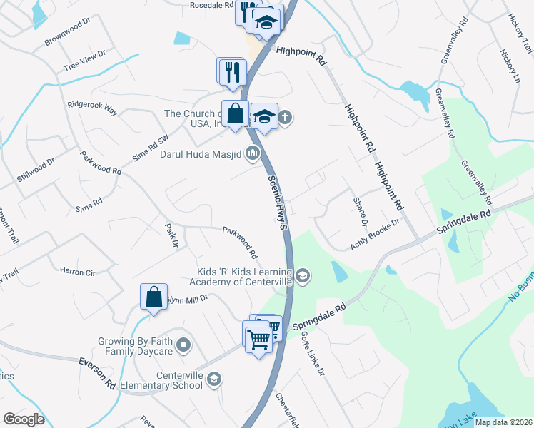 map of restaurants, bars, coffee shops, grocery stores, and more near 2815 Centerville Highway in Snellville