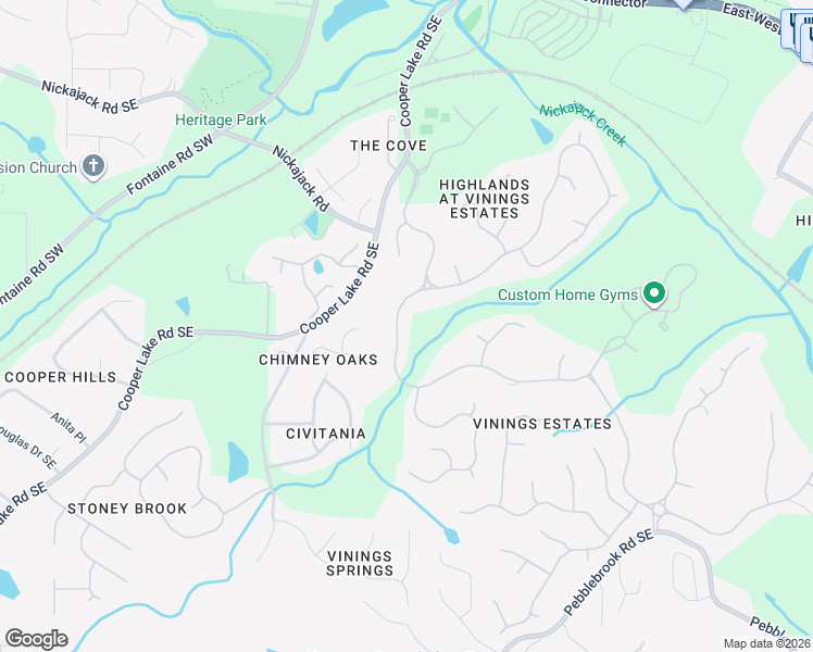 map of restaurants, bars, coffee shops, grocery stores, and more near 694 Vinings Estates Drive Southeast in Mableton