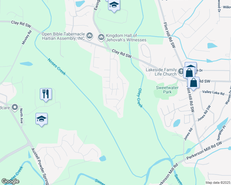 map of restaurants, bars, coffee shops, grocery stores, and more near 4794 Nature Trail in Austell