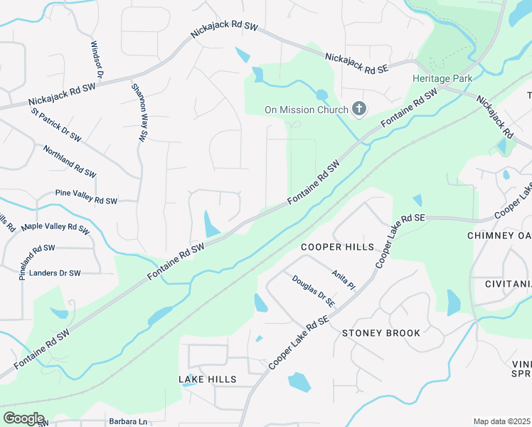 map of restaurants, bars, coffee shops, grocery stores, and more near 0 Fontaine Road Southwest in Mableton