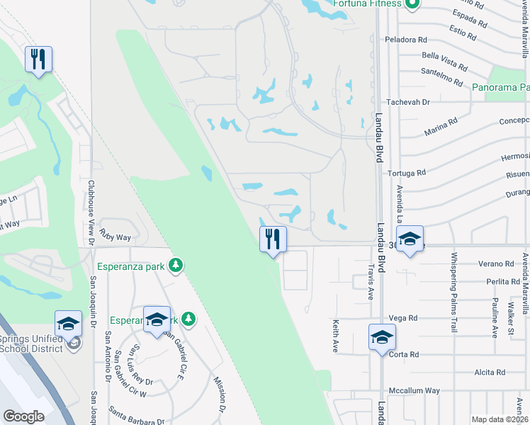 map of restaurants, bars, coffee shops, grocery stores, and more near 29569 West Laguna Drive in Cathedral City