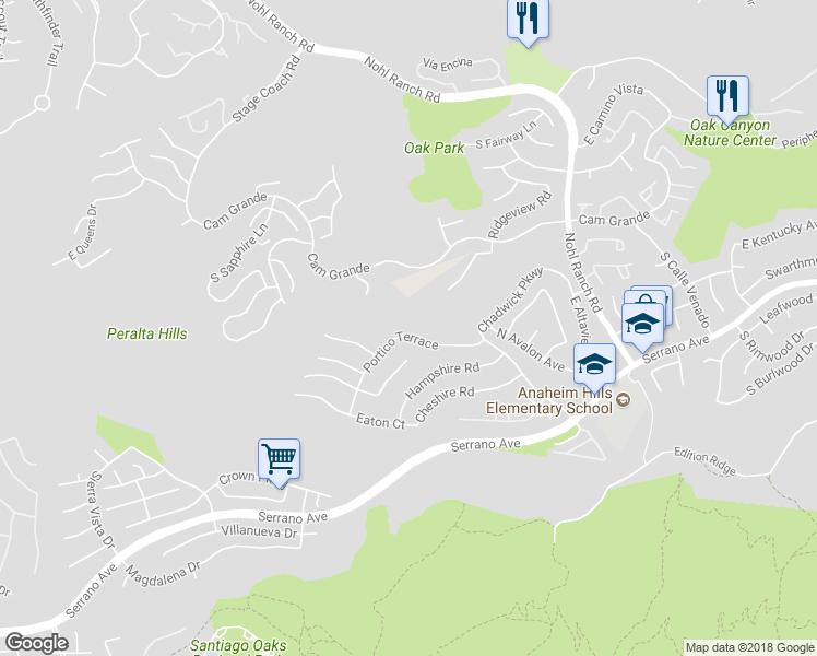 map of restaurants, bars, coffee shops, grocery stores, and more near 7885 Portico Terrace in Orange