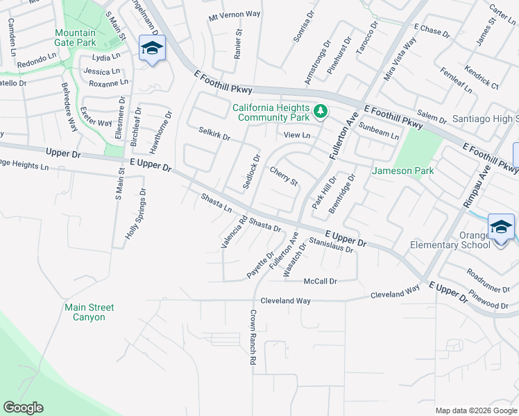 map of restaurants, bars, coffee shops, grocery stores, and more near 620 Walnut Circle in Corona