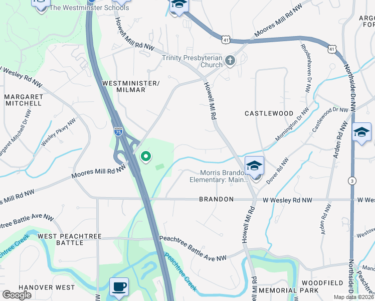 map of restaurants, bars, coffee shops, grocery stores, and more near 1028 Nawench Drive Northwest in Atlanta