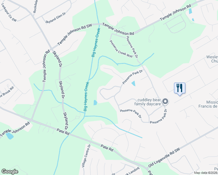 map of restaurants, bars, coffee shops, grocery stores, and more near 3353 Preserve Run Trail in Loganville