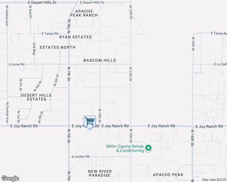 map of restaurants, bars, coffee shops, grocery stores, and more near 1025 East Desert Hills Estate Drive in Phoenix