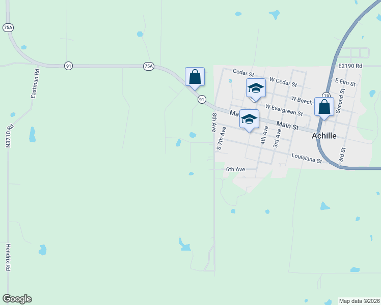 map of restaurants, bars, coffee shops, grocery stores, and more near in Achille