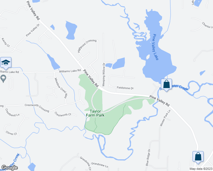 map of restaurants, bars, coffee shops, grocery stores, and more near 18 Sheffield Court in Powder Springs