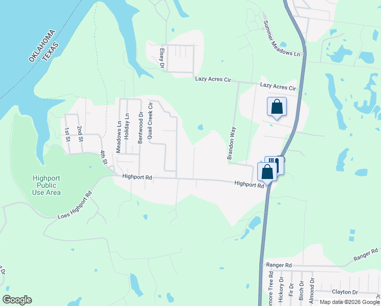 map of restaurants, bars, coffee shops, grocery stores, and more near 111 Tyler Lane in Pottsboro