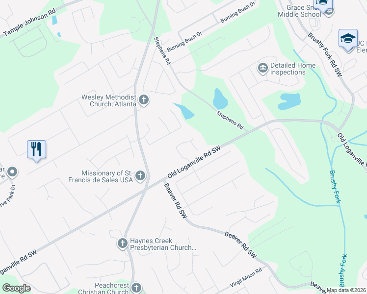map of restaurants, bars, coffee shops, grocery stores, and more near 1400 Holly Manor Drive in Loganville
