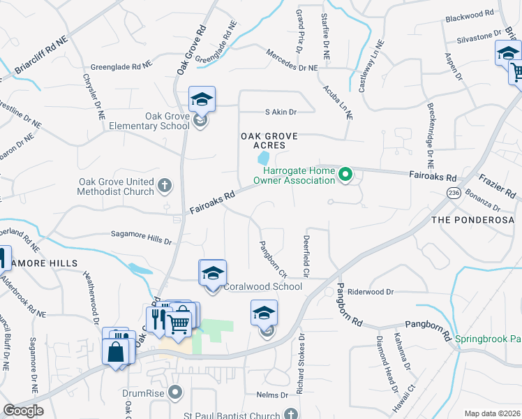 map of restaurants, bars, coffee shops, grocery stores, and more near 1733 Stonecliff Court in Decatur