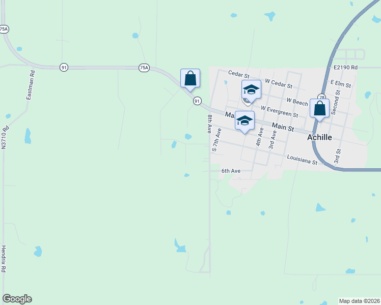 map of restaurants, bars, coffee shops, grocery stores, and more near 111 8th Avenue in Durant