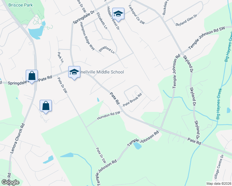 map of restaurants, bars, coffee shops, grocery stores, and more near 3278 Pate Road in Snellville