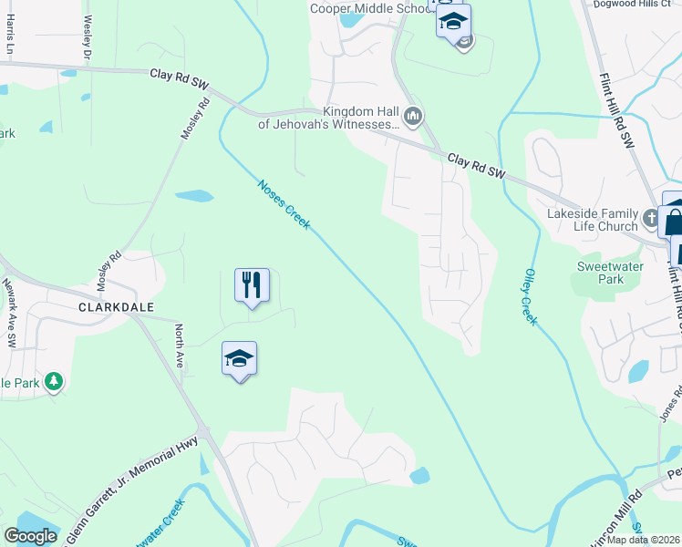 map of restaurants, bars, coffee shops, grocery stores, and more near 5038 Ceylon Drive in Austell