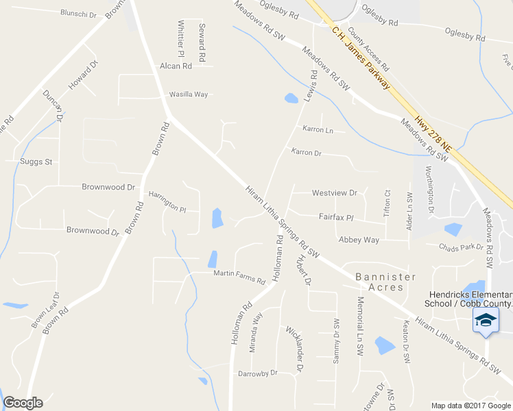 map of restaurants, bars, coffee shops, grocery stores, and more near 4990 Hiram Lithia Springs Road Southwest in Powder Springs