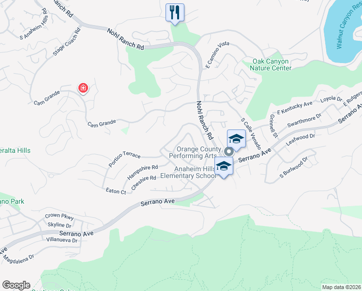 map of restaurants, bars, coffee shops, grocery stores, and more near 8272 Norfolk Avenue in Orange