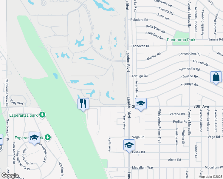 map of restaurants, bars, coffee shops, grocery stores, and more near 29781 Sandy Court in Cathedral City