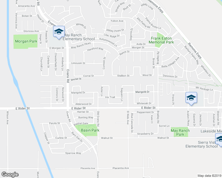 map of restaurants, bars, coffee shops, grocery stores, and more near 3359 Oakleaf Lane in Perris