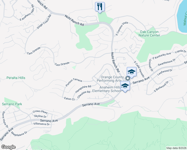 map of restaurants, bars, coffee shops, grocery stores, and more near 8163 Chadwick Parkway in Orange