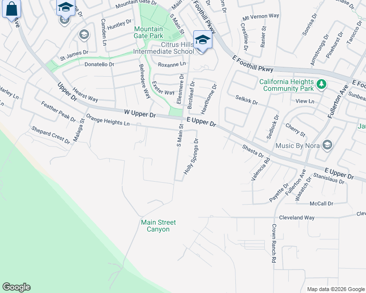 map of restaurants, bars, coffee shops, grocery stores, and more near 3821 South Main Street in Corona