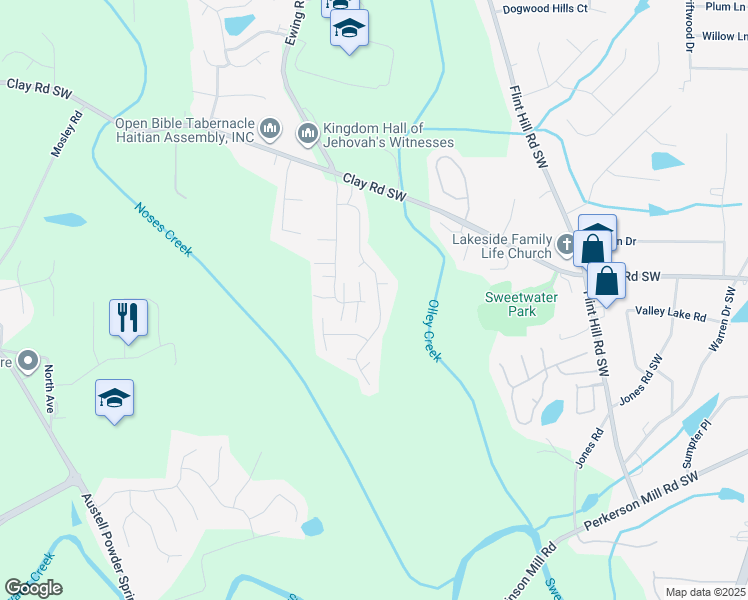 map of restaurants, bars, coffee shops, grocery stores, and more near 4794 Nature Trail in Austell