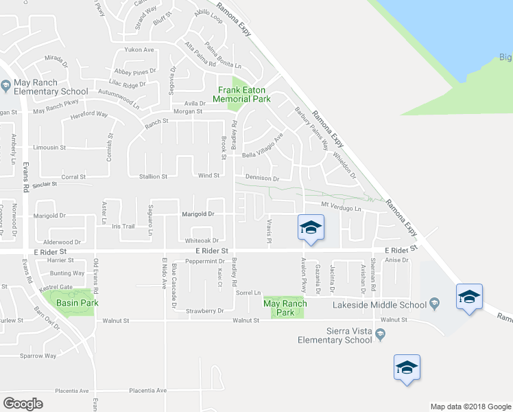 map of restaurants, bars, coffee shops, grocery stores, and more near 3359 Wind Chime Lane in Perris