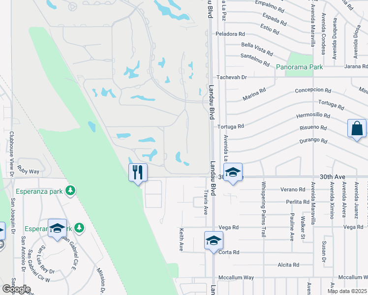 map of restaurants, bars, coffee shops, grocery stores, and more near 29781 Sandy Court in Cathedral City